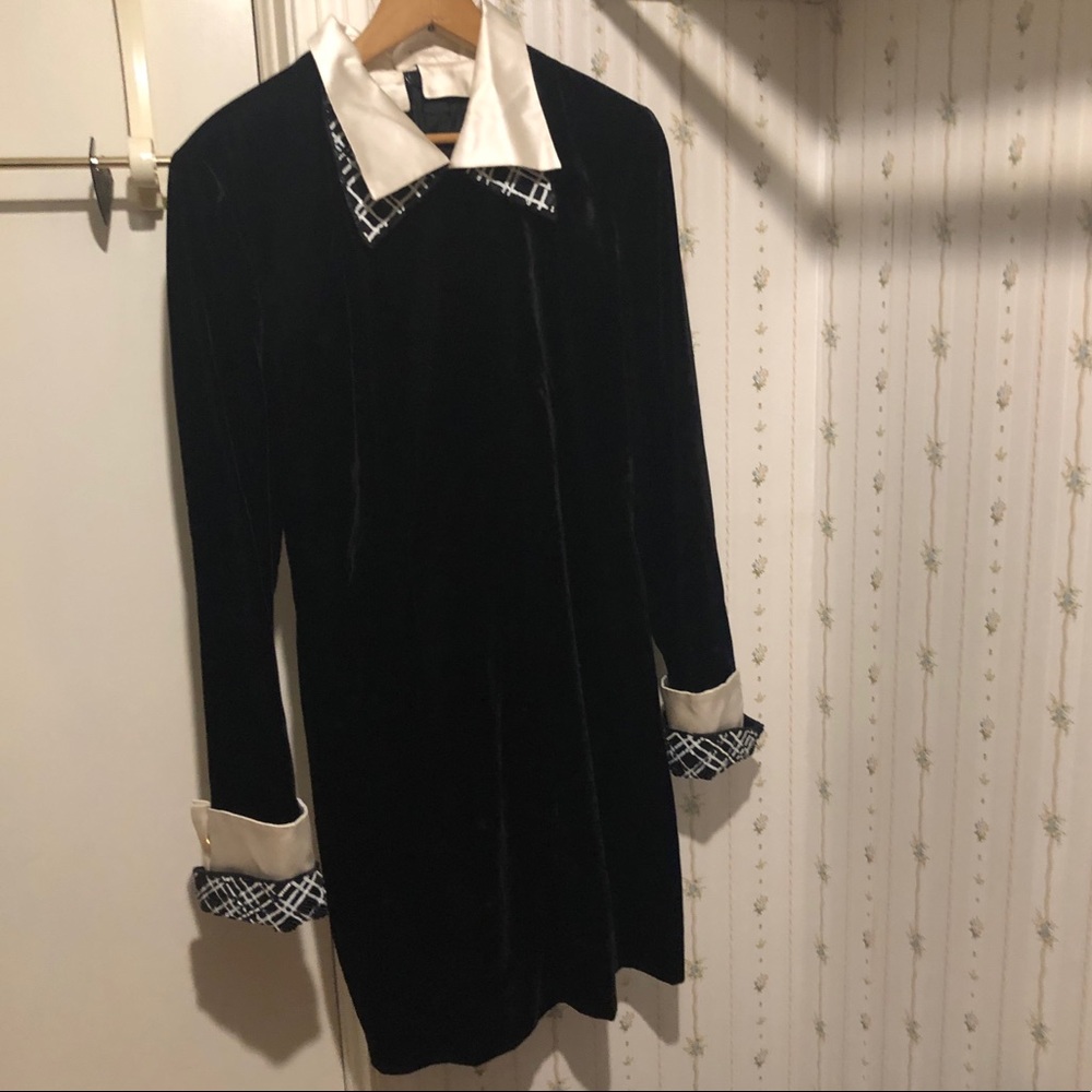 Black & white cuffed Escada Couture dress